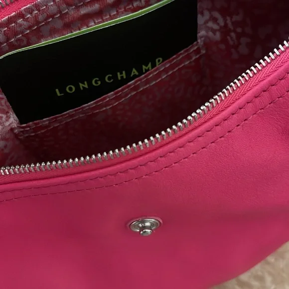 Longchamp Le Pliage Extra Small Handbag Pink Leather - Picture 10 of 10